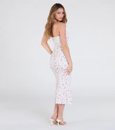 Sunday Soiree Strapless Floral Midi Dress